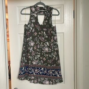 Blue Rain- Floral green dress